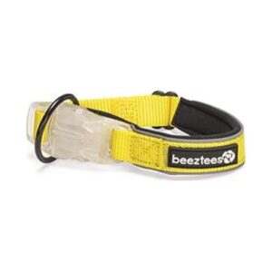 Gele lichtgevende halsband van Beeztees met zachte neopreen voering