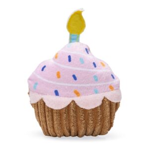 Pluche cupcake kattenspeelgoed met kattenkruid en kaarsje