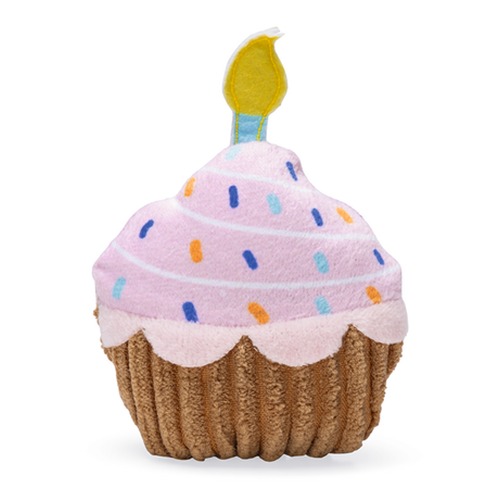 Pluche cupcake kattenspeelgoed met kattenkruid en kaarsje