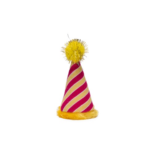 Roze gestreepte feestmuts van zacht pluche voor katten