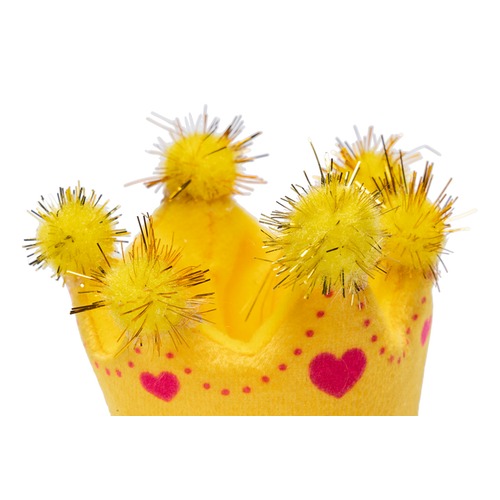 Close-up van de knisperfolie pompons op het kroontje kattenspeelgoed