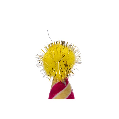 Glinsterende pompon bovenop de kattenfeestmuts van Beeztees