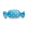 Blauw pluche snoepje kattenspeelgoed met stippenprint