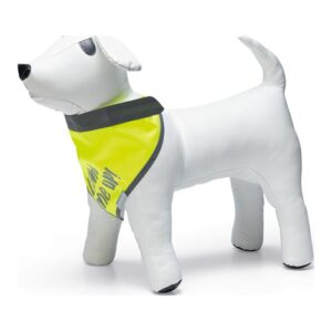 Reflecterende bandana Beeztees Chiny in geel, zijaanzicht op witte etalagehond