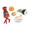 Beeztees sushi kattenspeelgoed set met vijf pluche speeltjes voor katten
