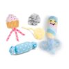 Beeztees Traktatie kattenspeelgoed, set van 5 pluche speeltjes op een rij