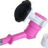 Detailfoto van de Boon drinktuit met roze behuizing, wit verbindingsstuk en metalen nippel