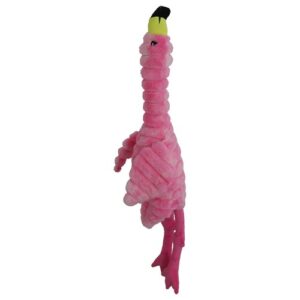 Roze flamingo knuffel Ferry van Boon voor honden, XL 90 cm met gele snavel en geribbeld corduroy pluche