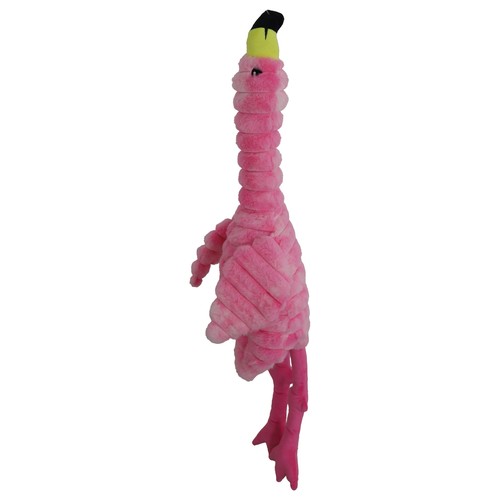 Roze flamingo knuffel Ferry van Boon voor honden, XL 90 cm met gele snavel en geribbeld corduroy pluche