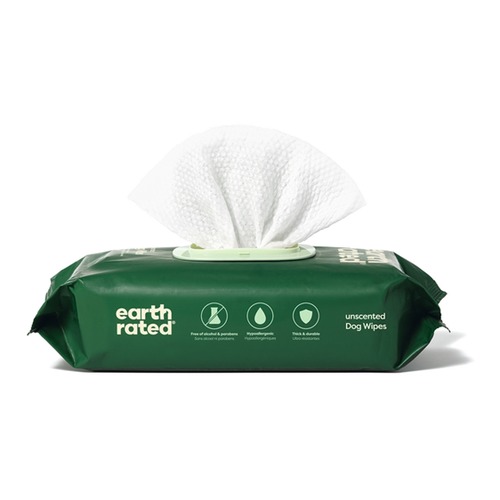 Verpakking Earth Rated hondendoekjes geurloos met doekje uit de opening