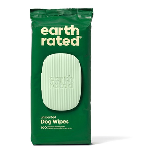 Vooraanzicht verpakking Earth Rated hondendoekjes geurloos, 100 stuks