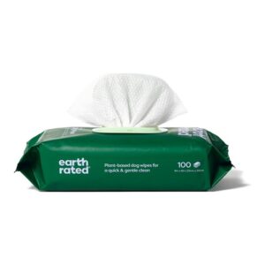 Verpakking Earth Rated hondendoekjes met lavendelgeur, doekje uit de opening