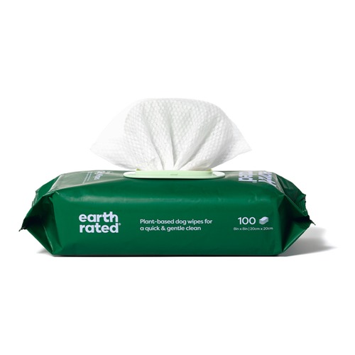 Verpakking Earth Rated hondendoekjes met lavendelgeur, doekje uit de opening