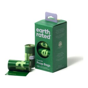 Earth Rated poepzakjes lavendel, doos met 120 zakjes en twee losse rolletjes