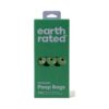 Voorkant van de groene Earth Rated doos met 21 rolletjes poepzakjes lavendel