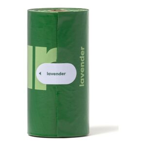 Groen rolletje poepzakjes met lavendel label