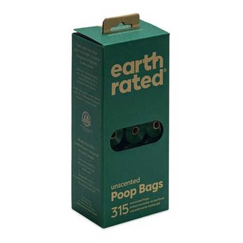 Doos met 315 Earth Rated poepzakjes schuin van opzij, met ophanglusje