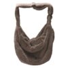 Taupe hondendraagtas van Designed by Lotte, gemaakt van zacht pluche