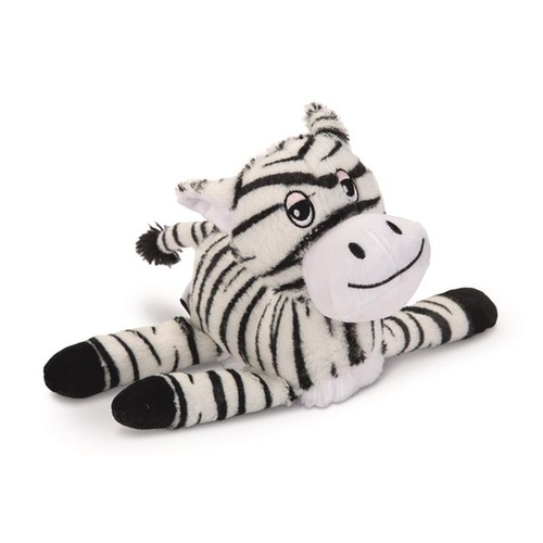 Beeztees Zappy hondenknuffel zebra met piepje, zwart wit pluche speelgoed voor honden