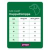 Maattabel HuppuPomppa hondennekwarmer met kopomvang en neklengte per maat van XS tot XL
