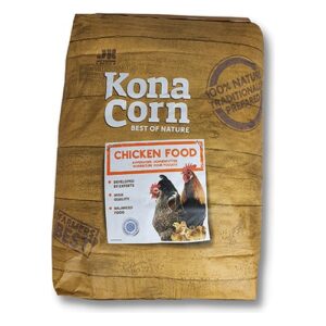 Grootverpakking sojavrij kippenvoer Konacorn Scharrelmix, zak van 18 kg