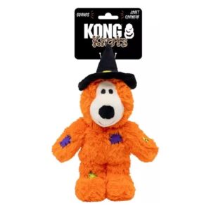 Halloween hondenspeeltje KONG Wild Knots Witch Bear S/M, oranje heksenbeer met pieper