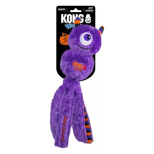 KONG Wubba Halloween Monster paars in de verpakking met pieper