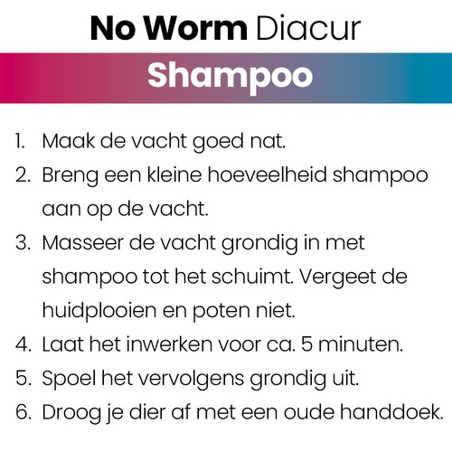 Gebruiksaanwijzing Diacur shampoo in zes stappen, van nat maken tot afdrogen