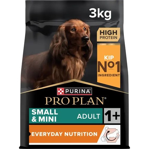 Zak Pro Plan Small & Mini Adult hondenbrokken met kip, 3 kilo, voorkant verpakking