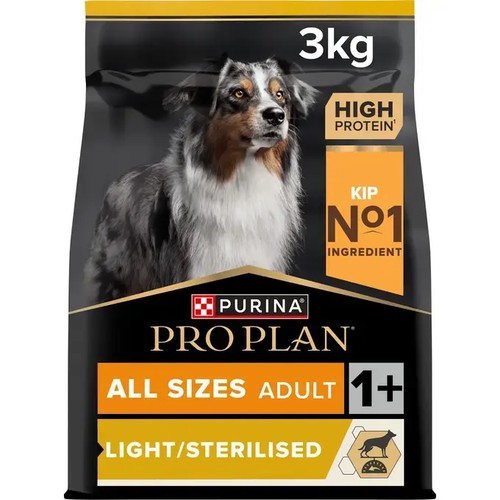 Pro Plan Light/Sterilised hondenvoer met kip, zak van 3 kg, vooraanzicht