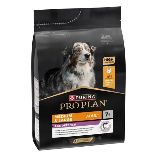 Zak Pro Plan seniorvoer voor honden met kip, medium en large formaat, 7+ Age Defence