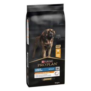 Zijaanzicht van de zak Pro Plan Large Robust Adult hondenvoer met kip, 14 kg