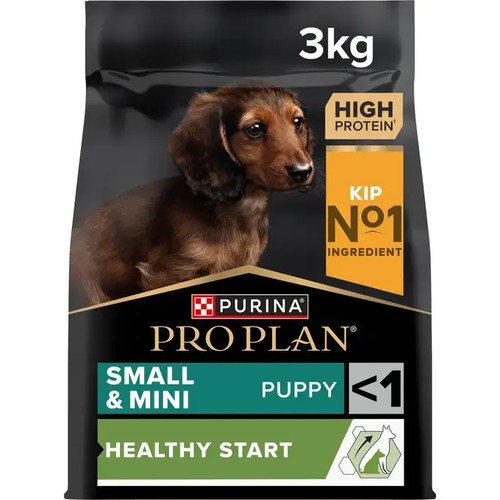 Verpakking Pro Plan Small & Mini Puppy Healthy Start kip, puppybrokjes van 3 kg
