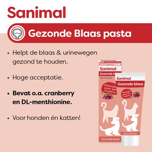 Kenmerken van Sanimal Gezonde Blaas pasta voor een gezonde blaas en urinewegen