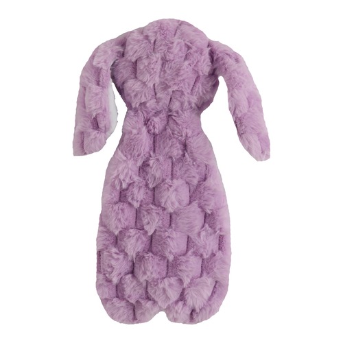 Achterkant van de SoftCrinkle knuffeldoek konijn, lila zachte pluche stof