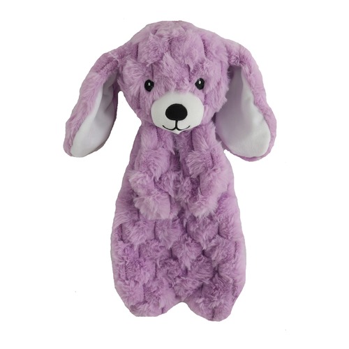 Knuffeldoek voor hond in de vorm van een konijn, lila pluche met lange oren