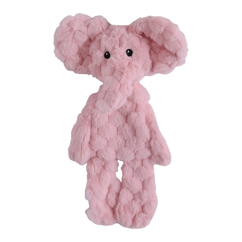 Knuffeldoek voor hond in de vorm van een olifant, roze pluche met grote oren
