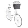 Grijze hondenfietsmand voorop aan een damesfiets