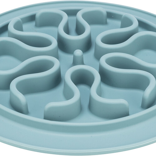 Trixie slow feed voedermat in blauw, ronde anti-schrokbak met golvend patroon, ø24 cm