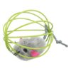Groene traliebal met grijze pluche muis voor katten
