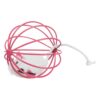 Roze traliebal met witte pluche muis erin