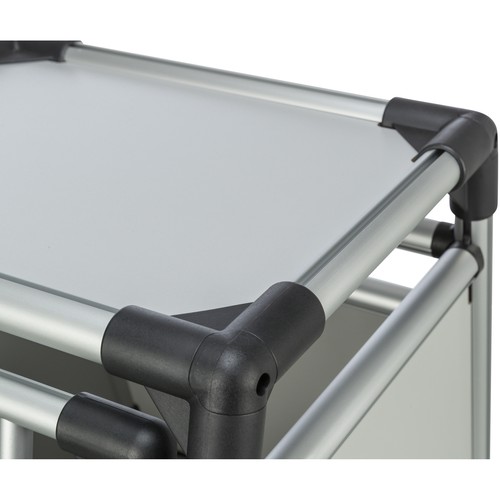 Detail van de stevige aluminium framehoek bovenaan de autobench