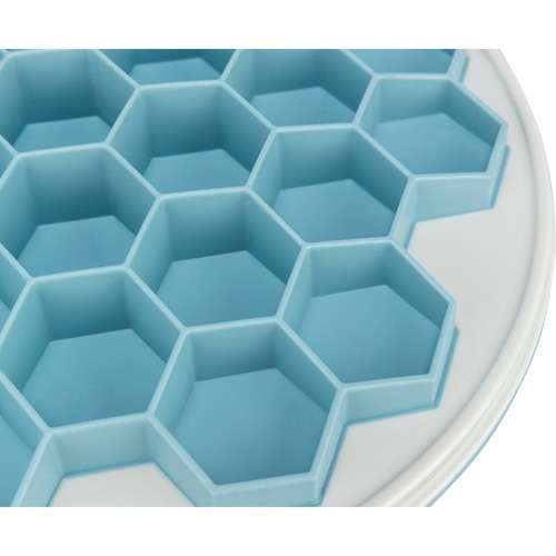 Detail van de zeshoekige vakjes en de rand van de voederplaat Hive