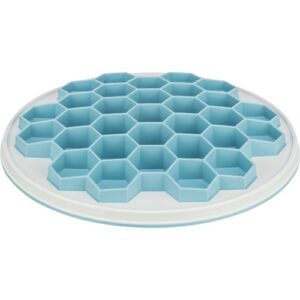 Trixie Slow Feeding voederplaat Hive in wit en blauw, bijenkorfpatroon, ø30 cm
