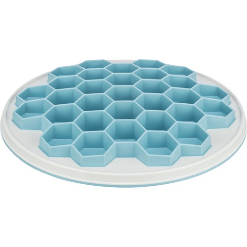 Trixie Slow Feeding voederplaat Hive in wit en blauw, bijenkorfpatroon, ø30 cm