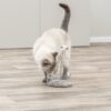 Kat speelt met de Trixie Wiggling Mouse op de vloer