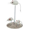 Trixie Wiggling Mouse kattenspeelgoed met drie pluche muizen op veren