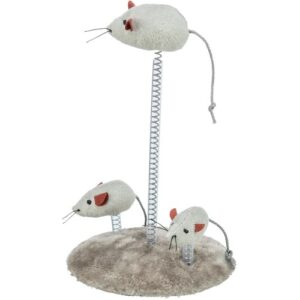 Trixie Wiggling Mouse kattenspeelgoed met drie pluche muizen op veren
