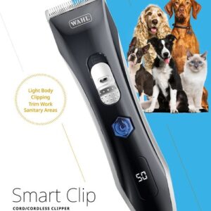 wahl-smart-clip-zwart-tondeuse.jpg Wahl Smart Clip professionele snoerloze hondentondeuse in zwart met digitaal display en motor-indicatie