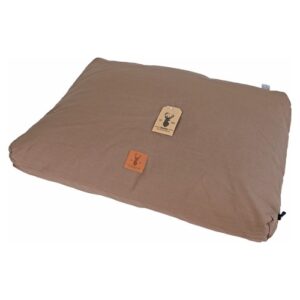 Boony Est 1941 hondenkussen in basic brown met leren label en hertenkop